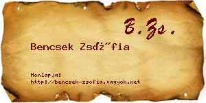 Bencsek Zsófia névjegykártya